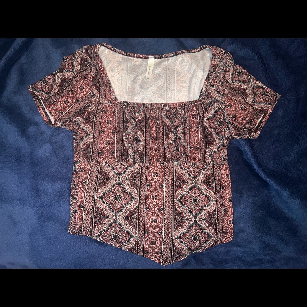 Cute floral red and blue crop top